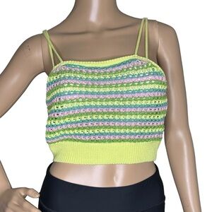 Stitch & Pine multicolor crochet crop top Small
